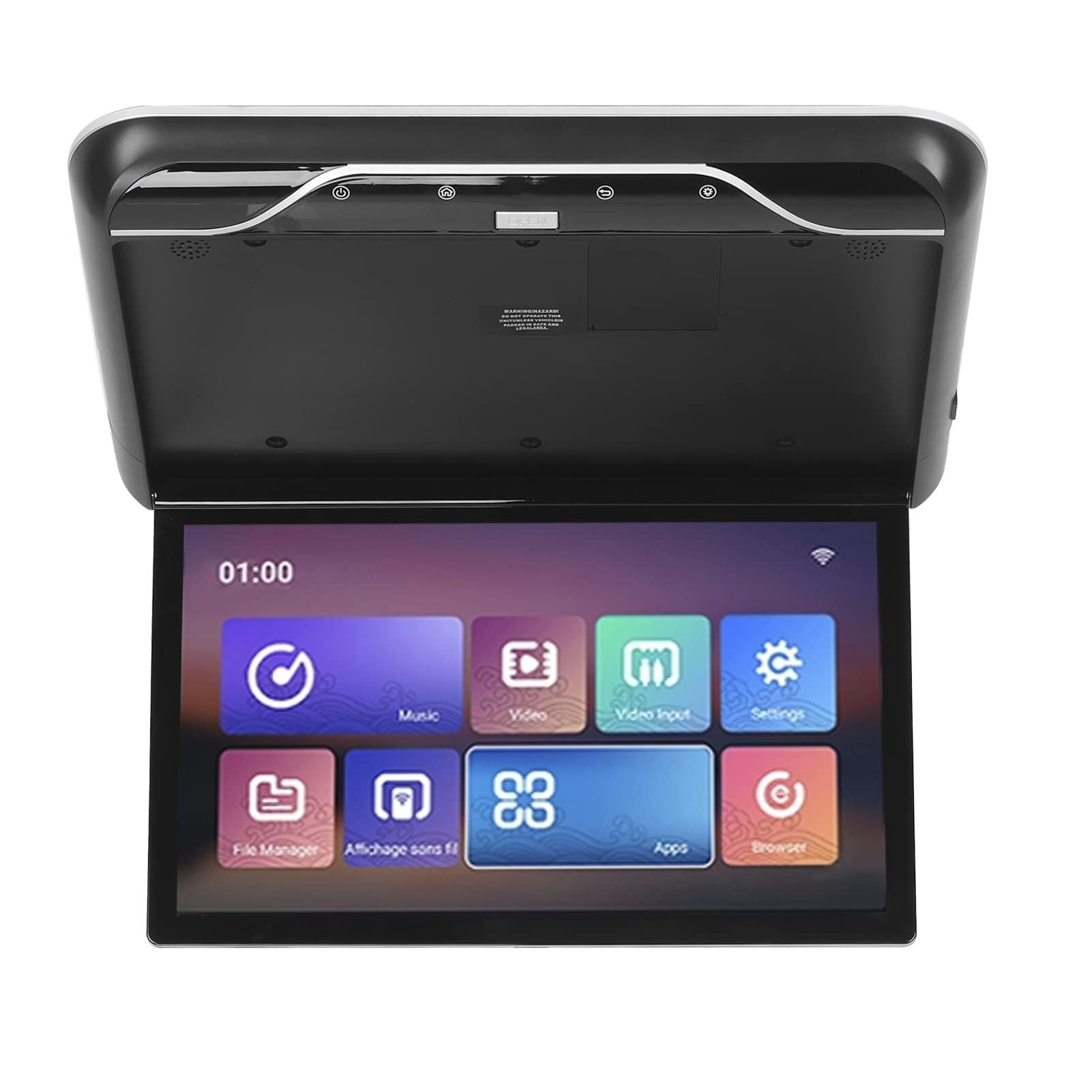 Auto-Dachmontage-Monitor, 19-Zoll-Flip-Display-Decken-TV-Hdmi-kompatibel mit Android 9.0-Fernbedienung(Schwarz)
