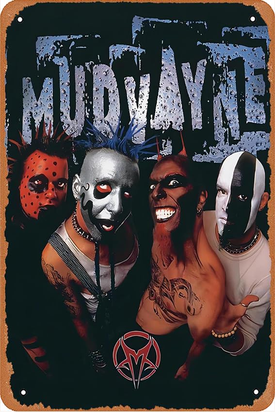 Mudvayne - Band Poster Metal Sign Tin Retro Wall Decor for Home,Street,Gate,Bars,Club,Restaurants,Cafes,Store Pubs Gift 12 X 8 INCH
