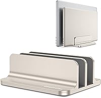 Vista 11 de OMOTON Vertical Laptop Stand [Updated 3-Solts Version], Desktop Aluminum Mac Book Stand with Adjustable Dock Size, Fits All Mac Book, Surface