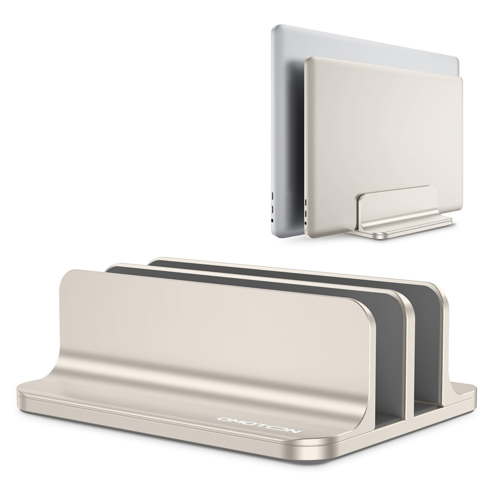 OMOTON Dual Vertical Desk Laptop Stand Holder, Fits MacBook Air, Starlight