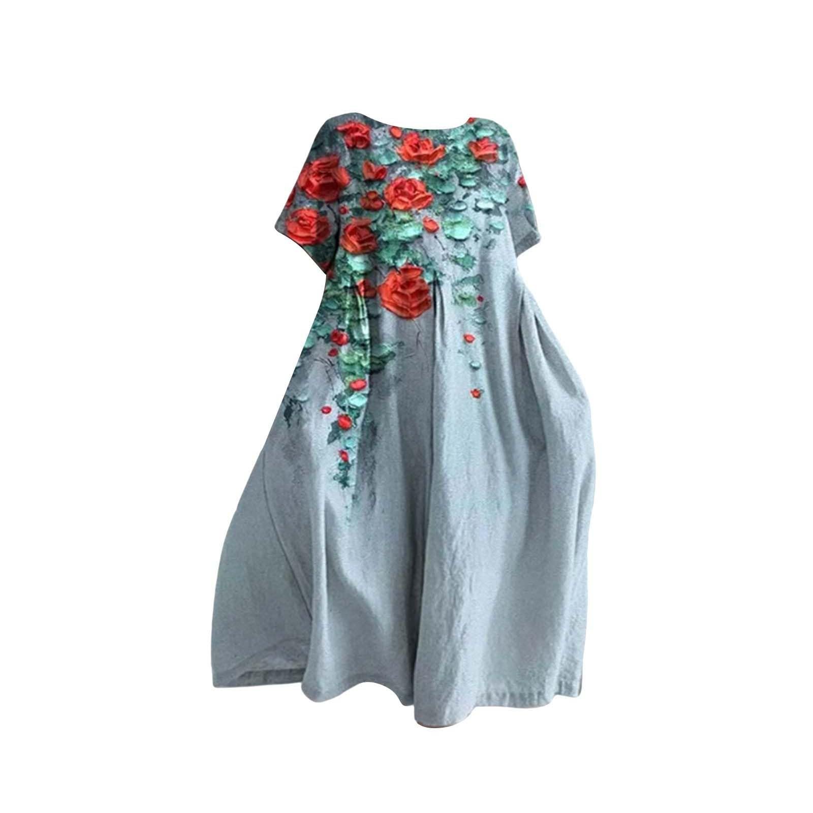 Vestito estivo da donna, taglie grandi, alla moda, con stampa alla moda, per il tempo libero, per le donne, girocollo, per il tempo libero, per il tempo libero