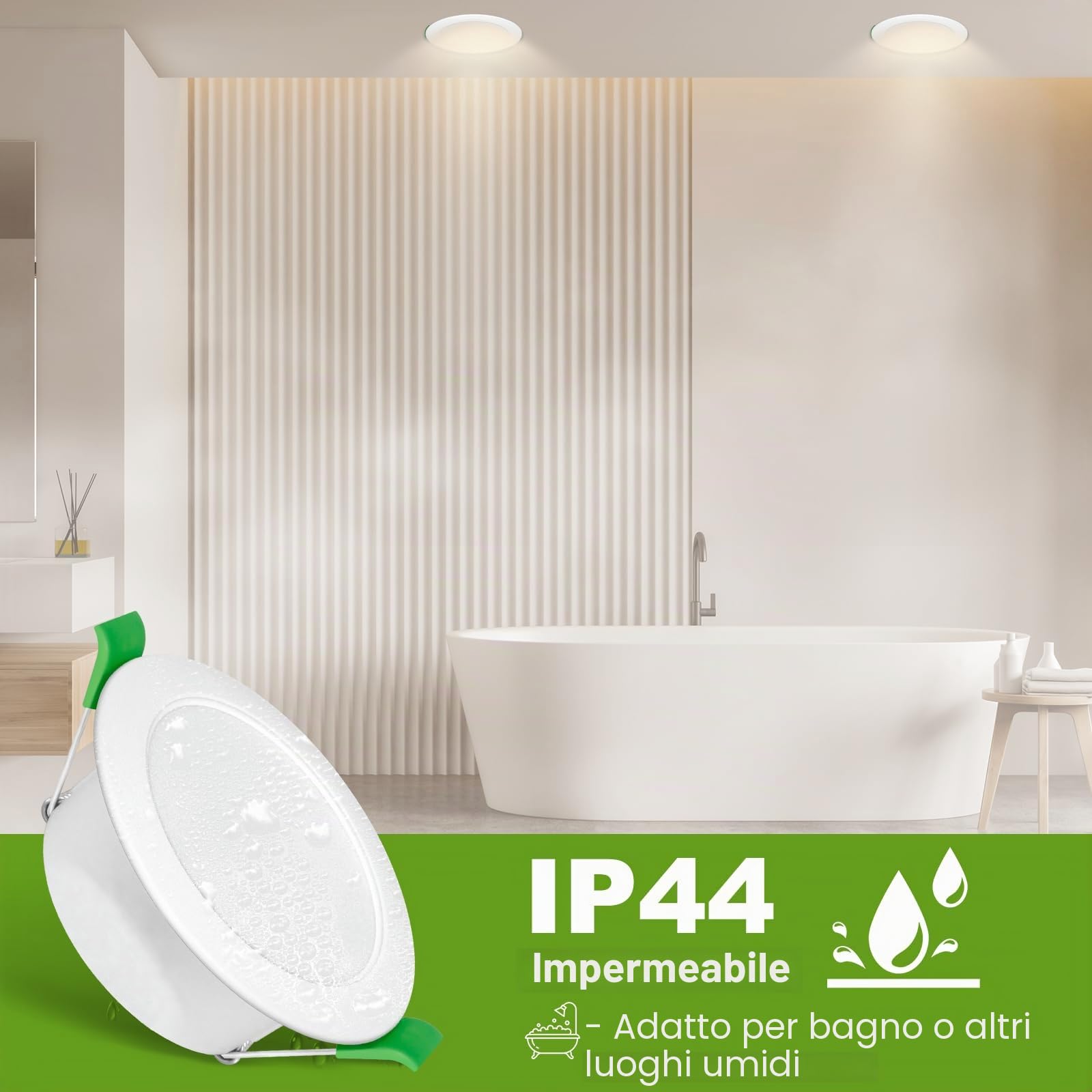 Faretti Led da Incasso per Cartongesso 230V, 8W Foro Φ 75-85mm, IP44, Non Dimmerabile, Faretti LED Soffitto, Bianco Neutro 4000K, Set di 6