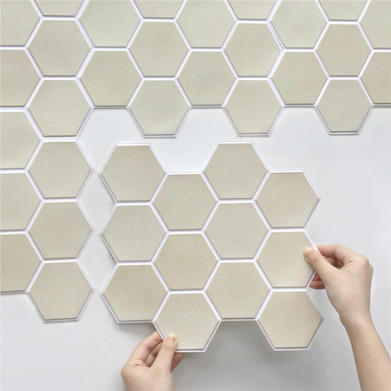 Azulejos Adhesivos 5/10 Uds. Adhesivo de pared 3D de PVC for pelar y pegar, 11,8 "X 11,8", impermeable, decoración de interiores, decoración de pared de salón(Beige,5PCS)