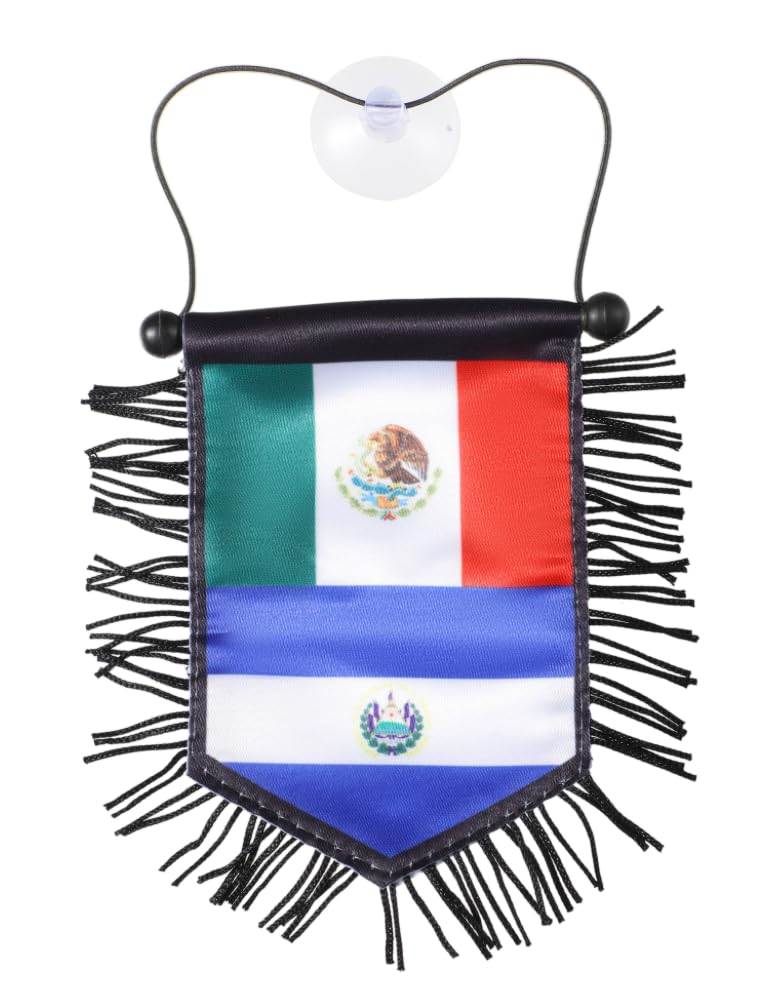 Bandera de México y El Salvador, colgante ideal para regalar a conductores