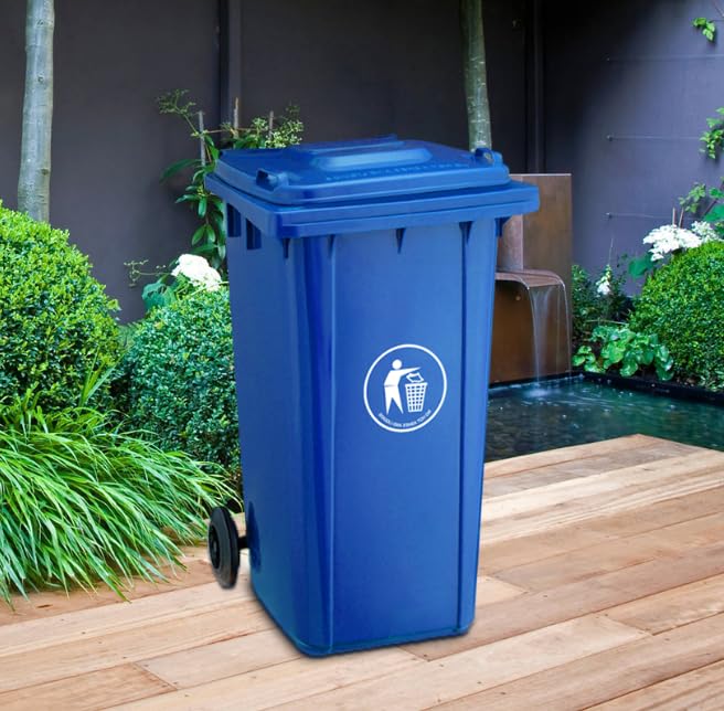 Panana Blue/Green/Black Wheelie Bin,Garden Outdoor Bin Large 240L Waste Disposal Dustins with Rubber Wheels for Commercial,Flats,Garage,Warehouse,Industrial (Blue) — image 1