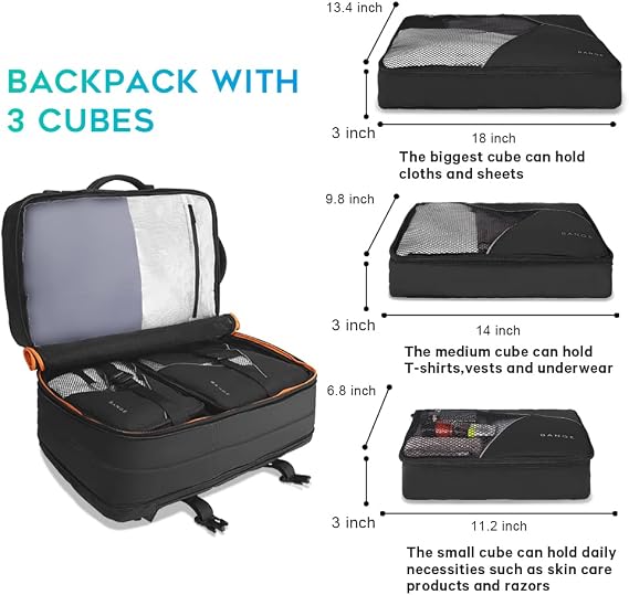 BANGE 35L Lightweight Backpack, 17.3 inch Travel Laptop Backpacks, Unisex Multifunctional Storage Pockets Business Commuter Rucksack, Waterproof and Wear-resistant Outdoor Sports Leisure daypack