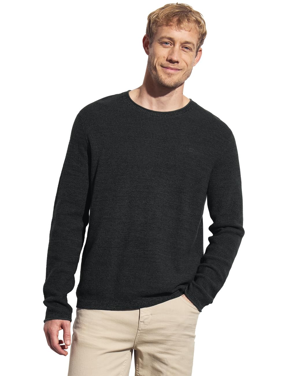 Street One MEN Herren Rundhals Strukturpullover