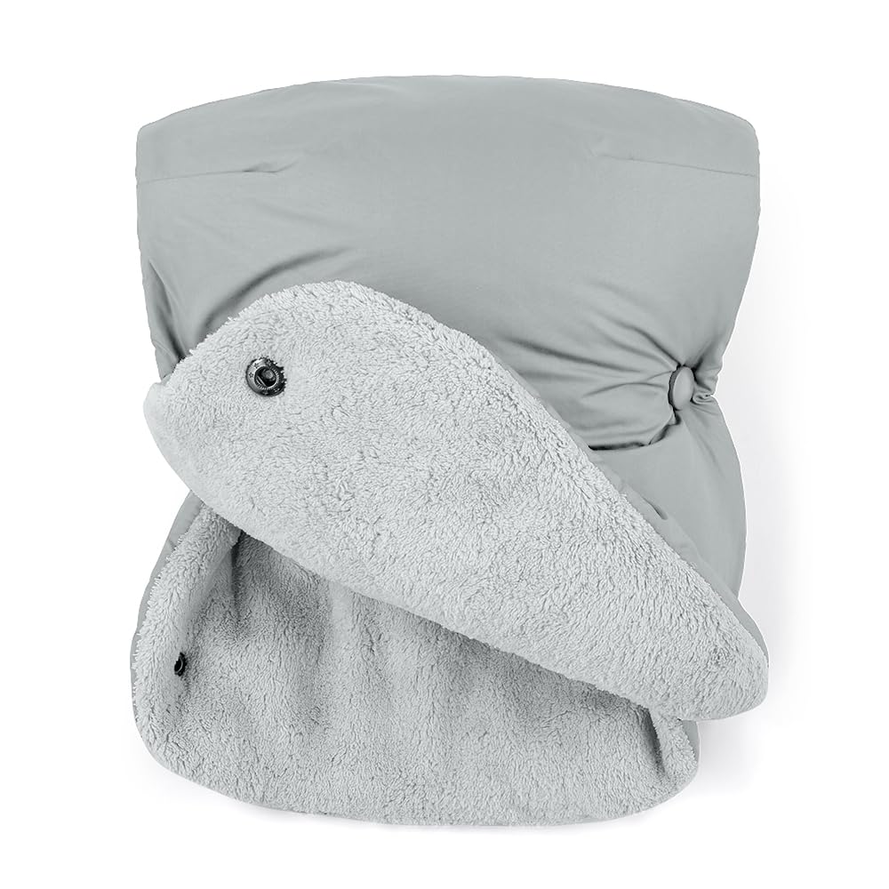 Petite&Mars JIBOT - Coprigambe universale con muffole, passeggino, carrozzina, seggiolino auto, letti, grigio, impermeabile, caldo, antivento
