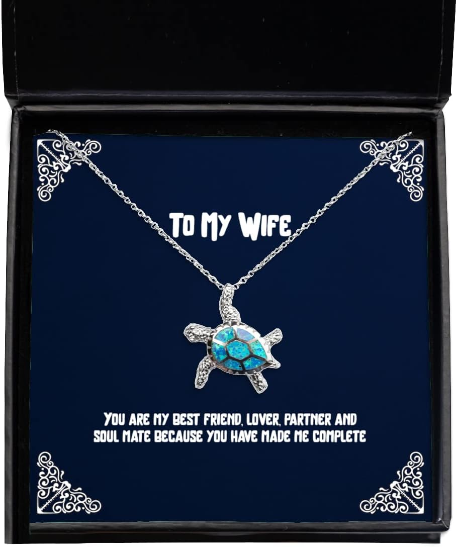 Fancy Wife, You are My Best Friend, Lover, Partner and Soul Mate Because You Have, Beautiful Christmas Opal Turtle Necklace from Wife