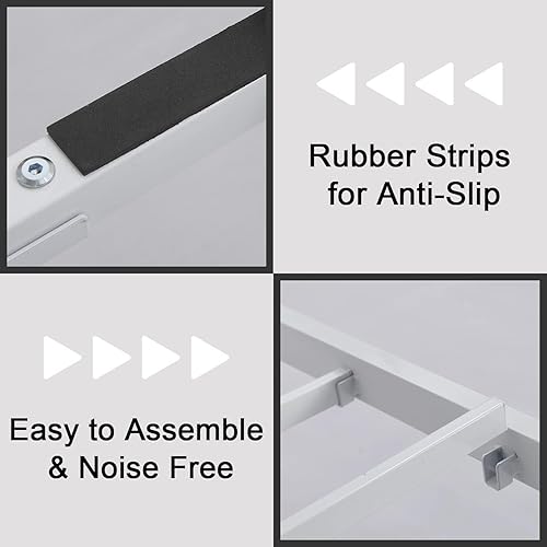 Miniatura 3 de Catrimown Marco de cama individual, base de cama de plataforma individual con cabecero, soporte de listones de acero de madera, marco de cama de