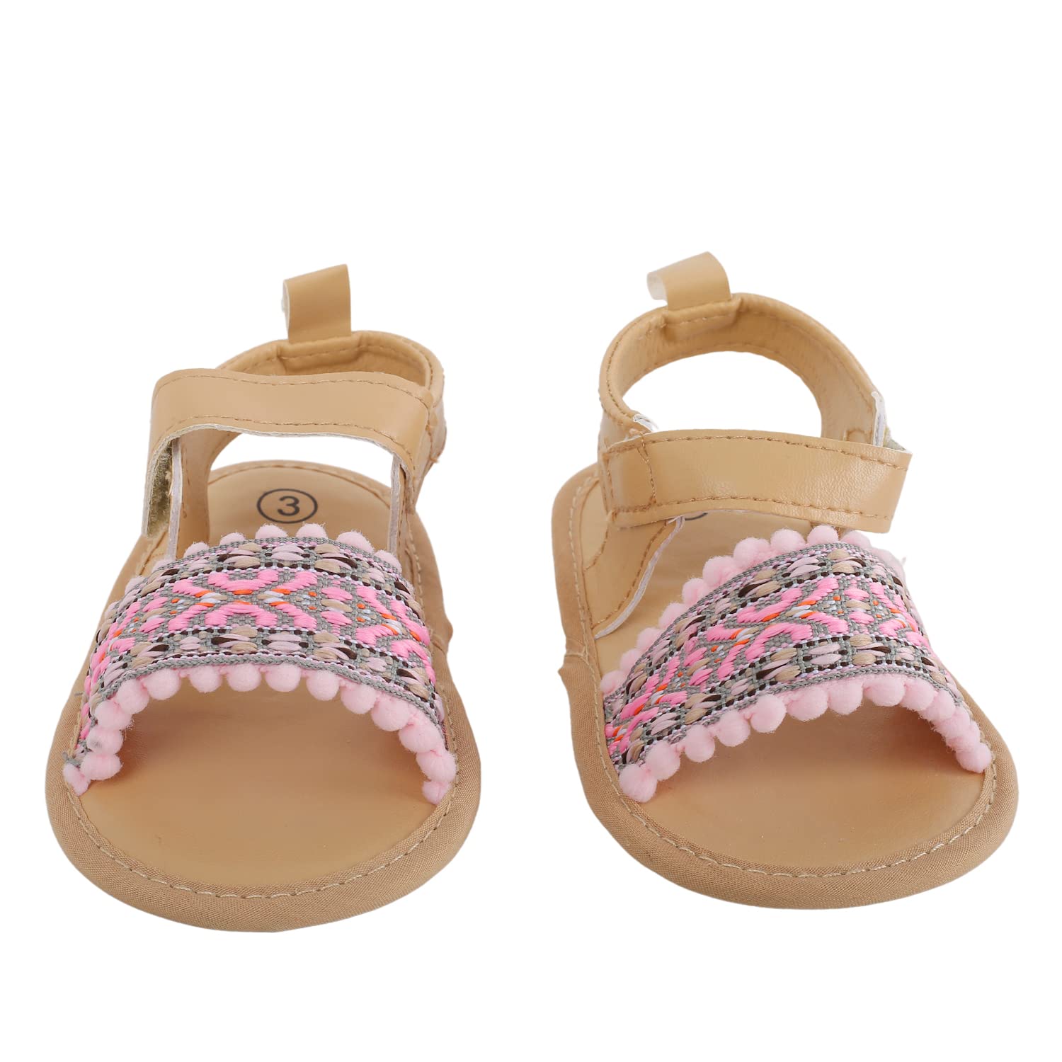 BabyMoo Comfortable & Breathable Baby Unisex Booties | Cozy Fleece Infant All Seasons Footwear Embroidered Pink Sandals 12-18M-image-5