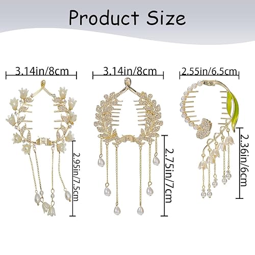 Miniatura 2 de 3 pinzas para el cabello con diamantes de imitación para mujer, pinzas largas de borla para el cabello, accesorios antideslizantes para el cabello,