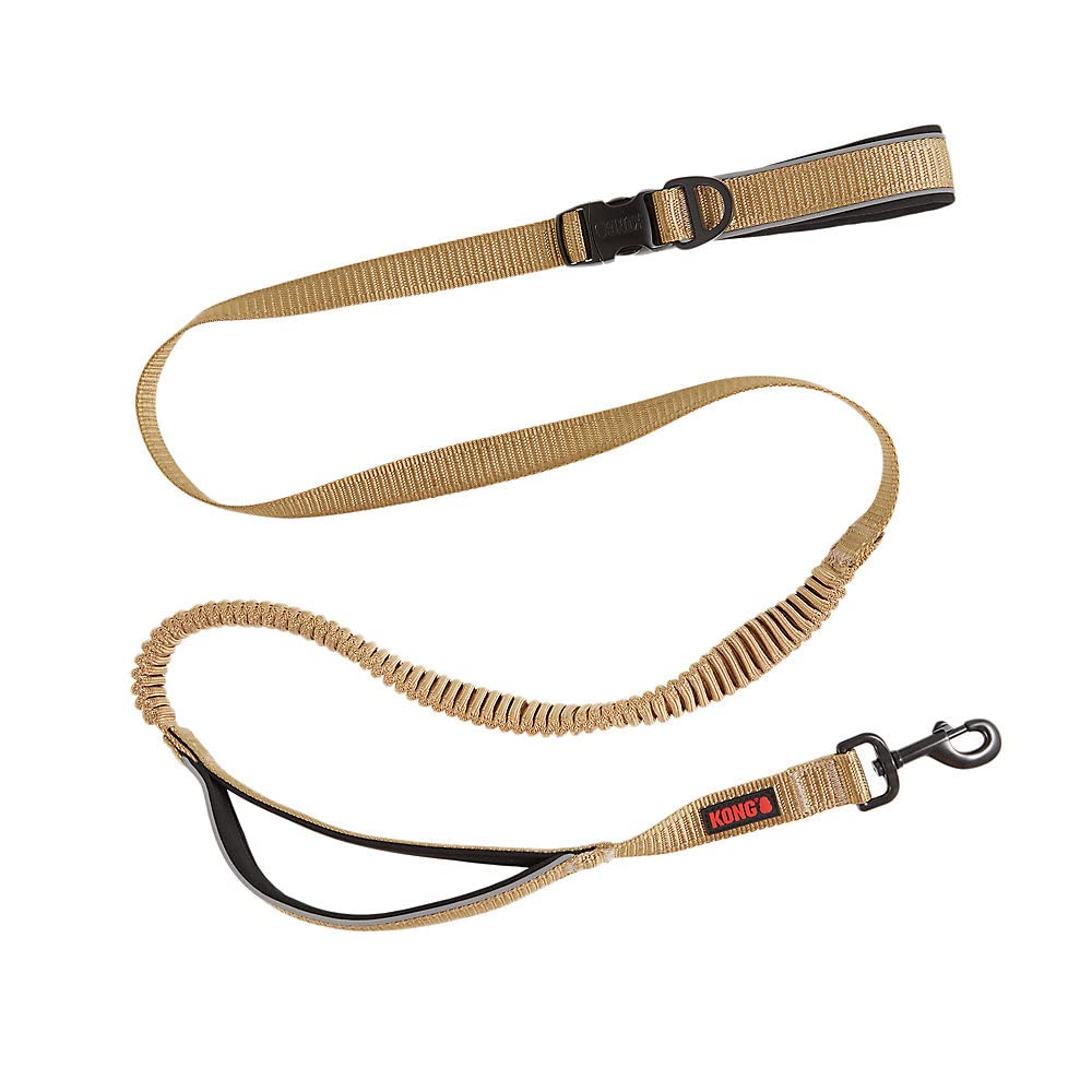 KONG Reflective Shock Absorbing Hands-Free Bungee Dog Leash 6' (Tan)