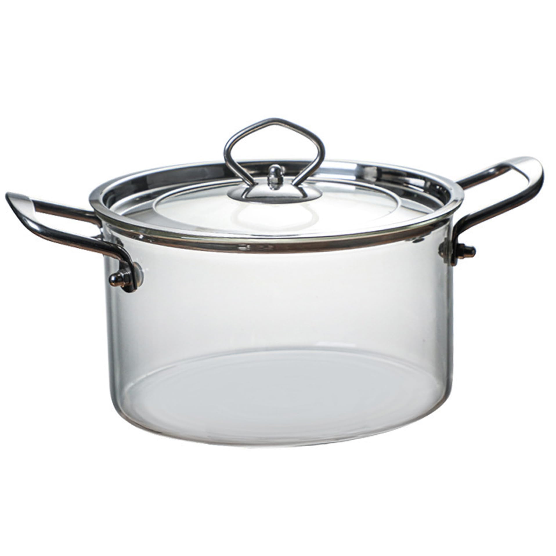 Pentola in vetro per fornelli Pentola in vetro trasparente da 3, 5 litri con coperchio e doppie orecchie resistente al calore per pasta, zuppe, latte, alimenti per bambini.