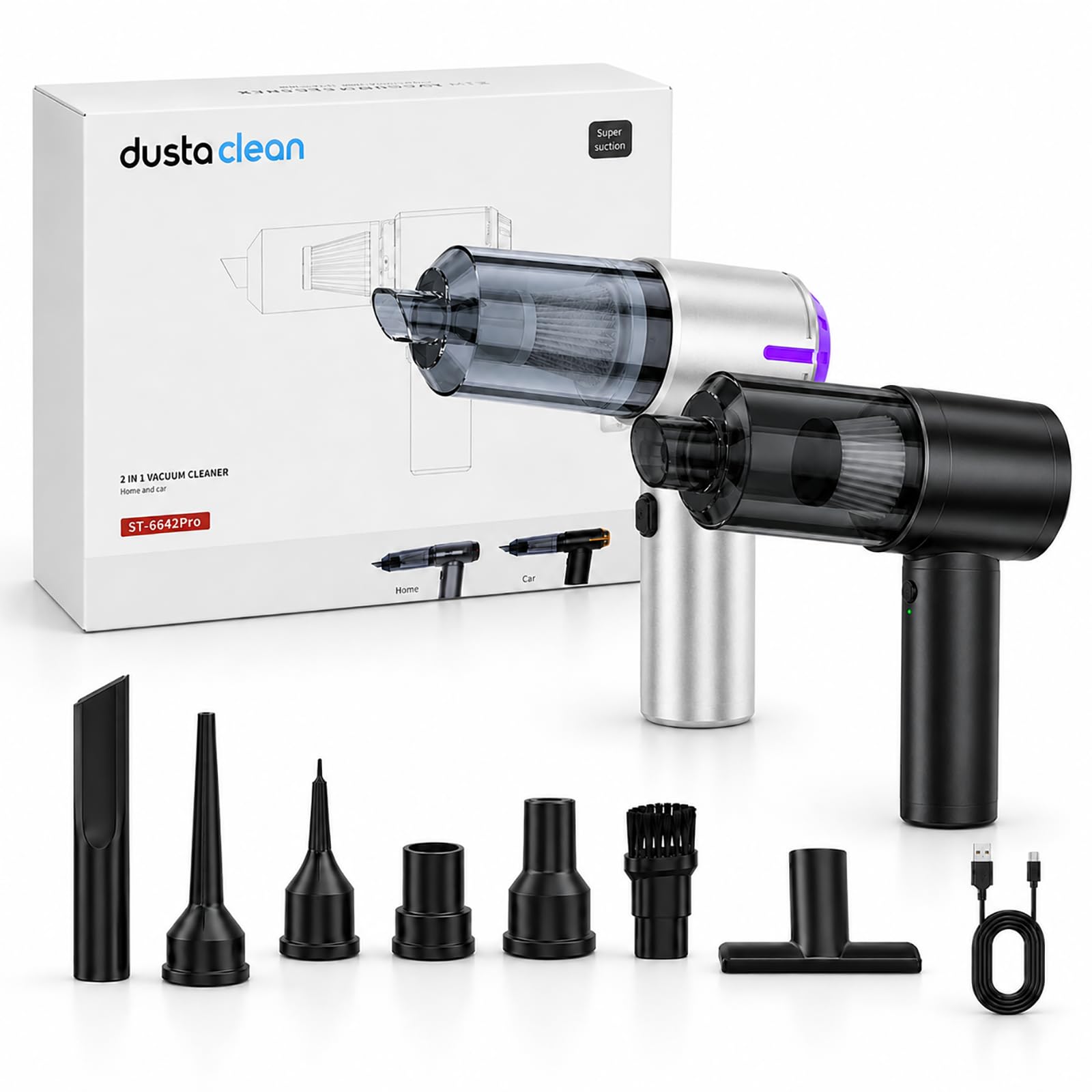 2026 New Handheld Vacuum Cordless, 28000Pa Powerful Portable Vacuum Cleaner with HEPA Filter, Lightweight USB Rechargeable Mini Vacuum for Car, Home, Pet Hair, Dust, Crumbs (Mix)