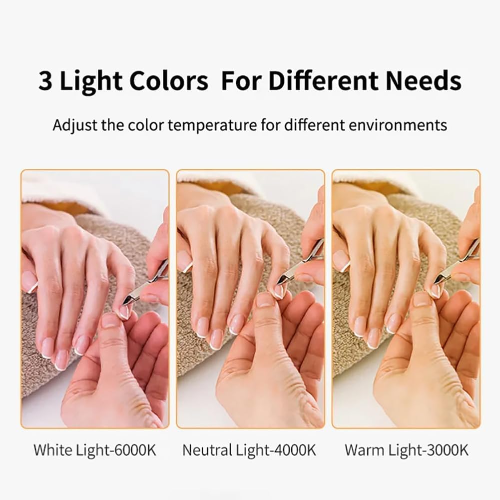 Lámpara De Manicura En Forma De U con Anillo De Arco, Lámpara De Media Luna Led con Atenuación Continua, Lámpara De Pestañas Led De Media Luna De 35 W, Luz De Esteticista Regu, White