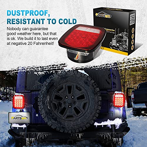 Partsam Pair 38 Led Universal Tail Brake Turn Stop License Back Up Reverse Lights Rear Combination For Wrangler Yj Tj Jk Cj Truck Trailer Boat Rv,12V Stud Mounted Lamps Waterproof,Pack Of 2 #TOP6