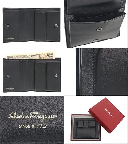 Salvatore Ferragamo ブラック 二つ折り財布　新品 フェラガモ 二つ折り財布（札入れ） 財布 メンズ ダブル ガンチーニ