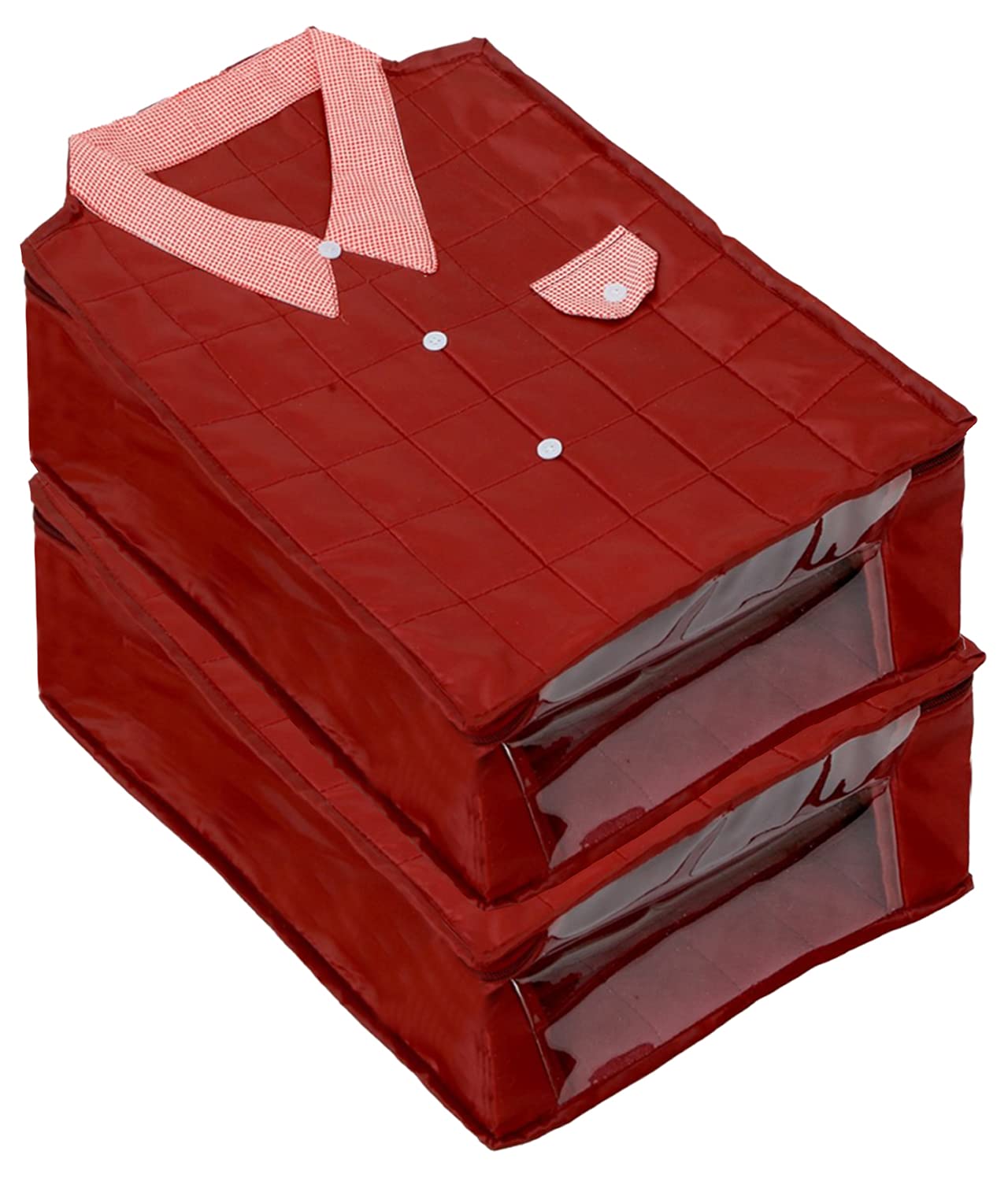 Kuber Industries shirt cover bag - Pack of 2 (Maroon) -HS_38_LUGGAGE21197