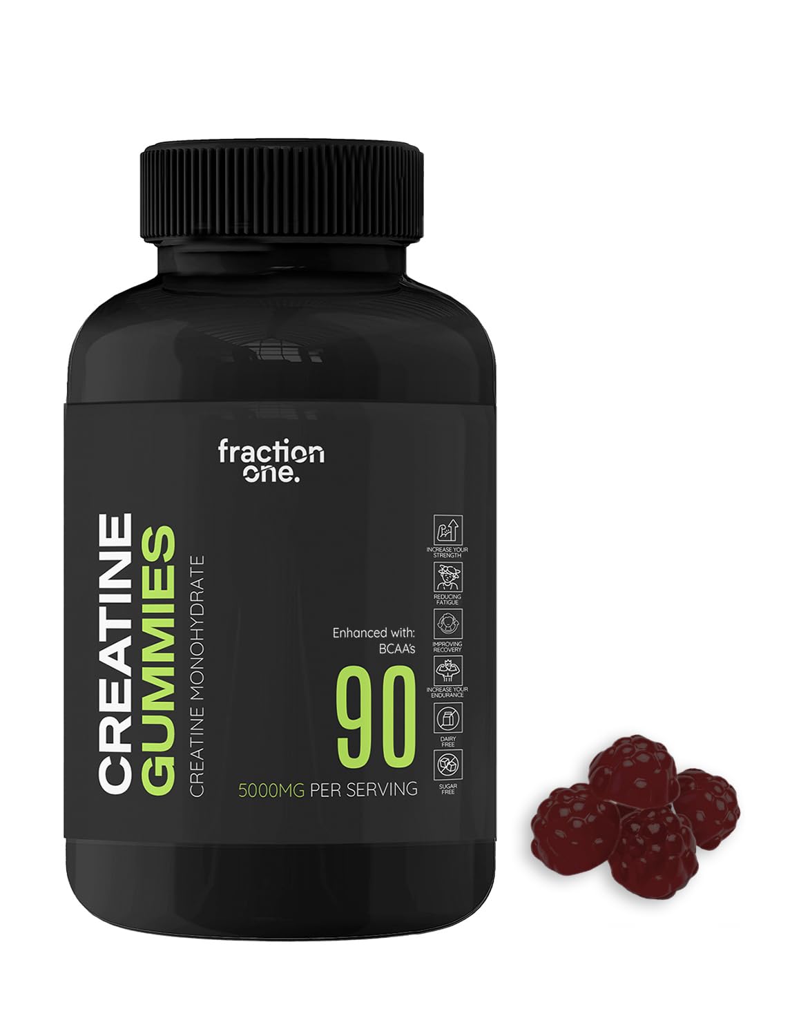 Fraction OneCreatine Monohydrate 90 Gummies - 5000 mg per Serving, Muscle Recovery, Pre-Workout Support, Sugar-Free, Gym Supplement for Men/Women - 30 Days Supply - UK 3rd Party Tested, Lab Verified