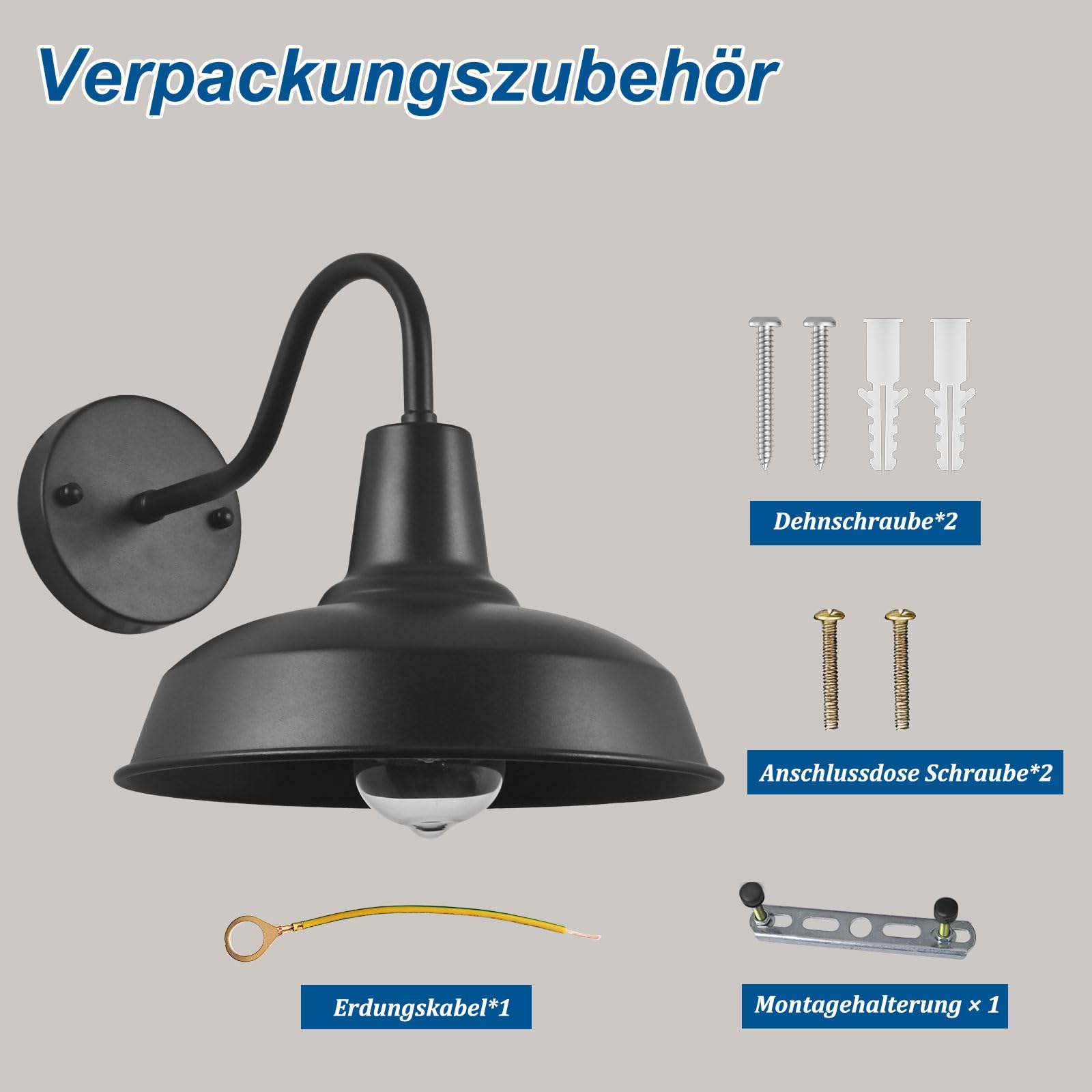 2 Piezas Luces de pared retro al aire libre, lámpara de cuello de cisne negra para granero, lámparas impermeables E27 para montaje en pared exterior para porches, garajes y patios