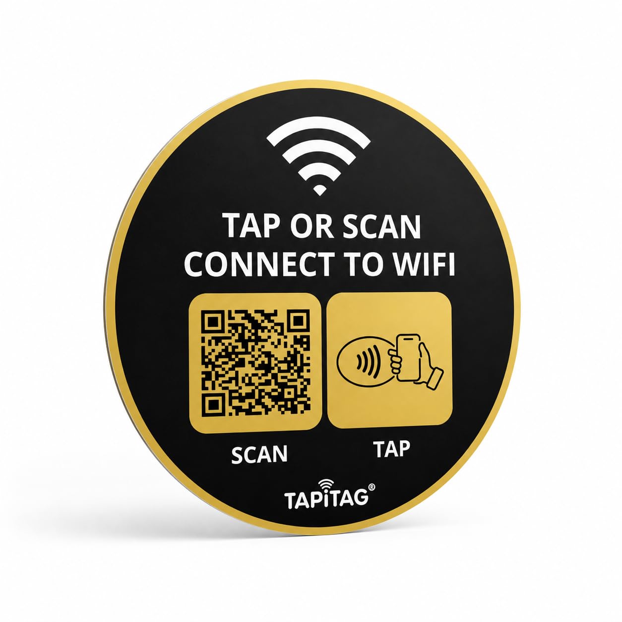 Etiqueta WiFi NFC sin suscripción TAPiTAG de PVC negro y dorado de fácil acceso 8