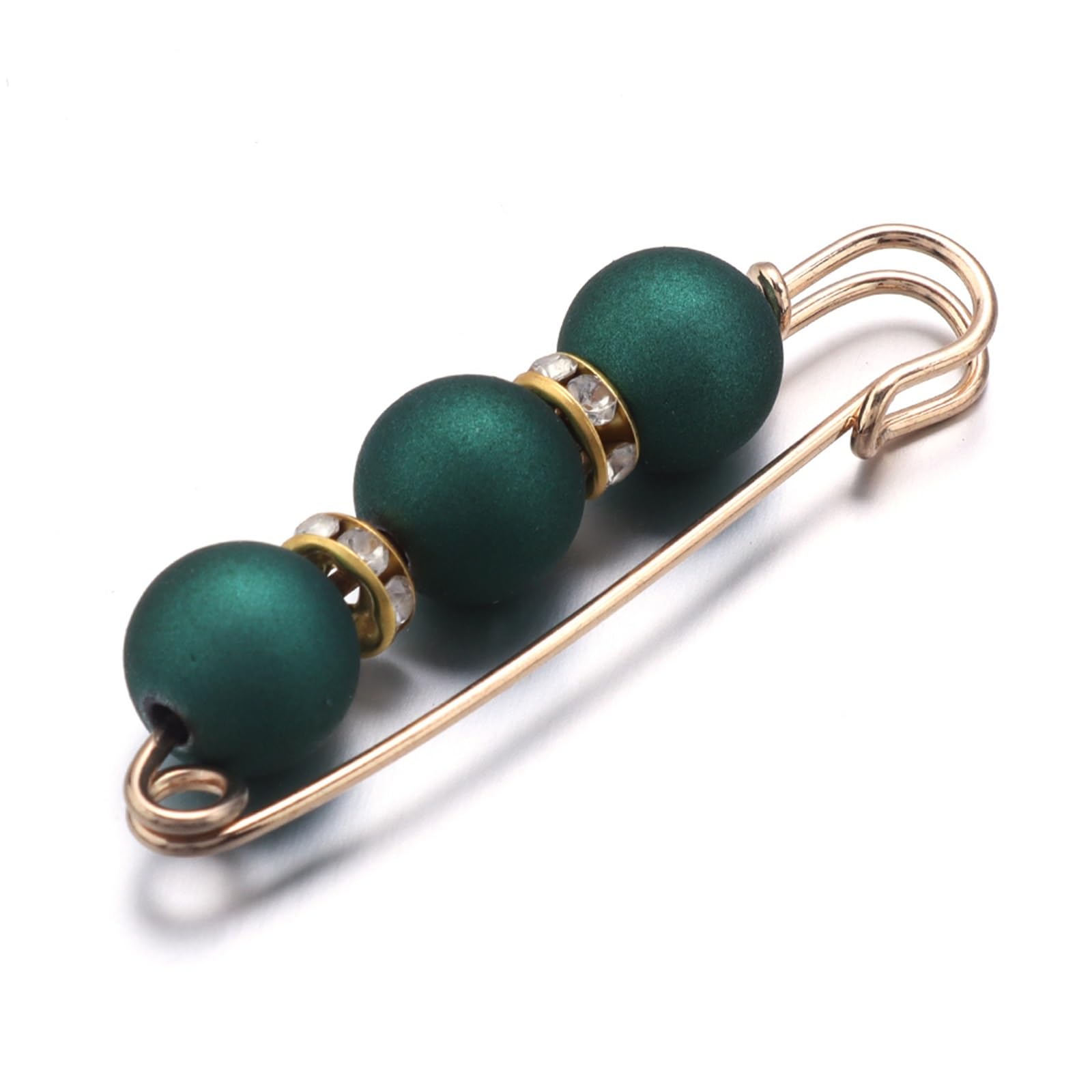 Decorative Safety Pins 30pcs Imitation Pearl Rhinestone Brooch Fashion Tightening Safety Pins For Women Clothing Decoration Pants Waist Pins Accessories for Clothes(Green)