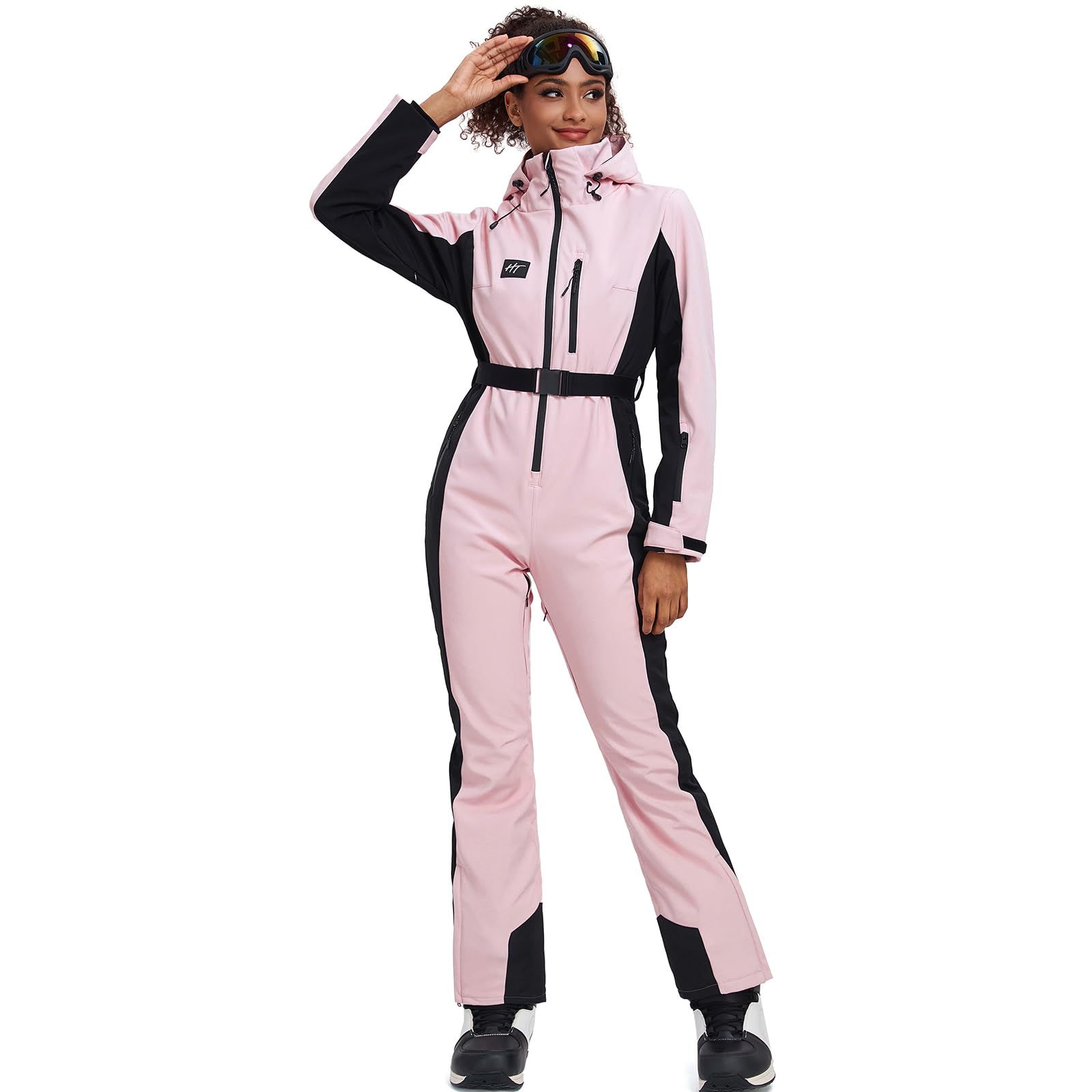 HOTIAN Tuta Da Sci Da Donna Tuta Da Sci In Un Pezzo Inverno Neve Calda Sciando Antivento Impermeabile Tuta Da Neve All'Aperto Con Cappuccio Ispessimento Tuta Da Sci Pink XS
