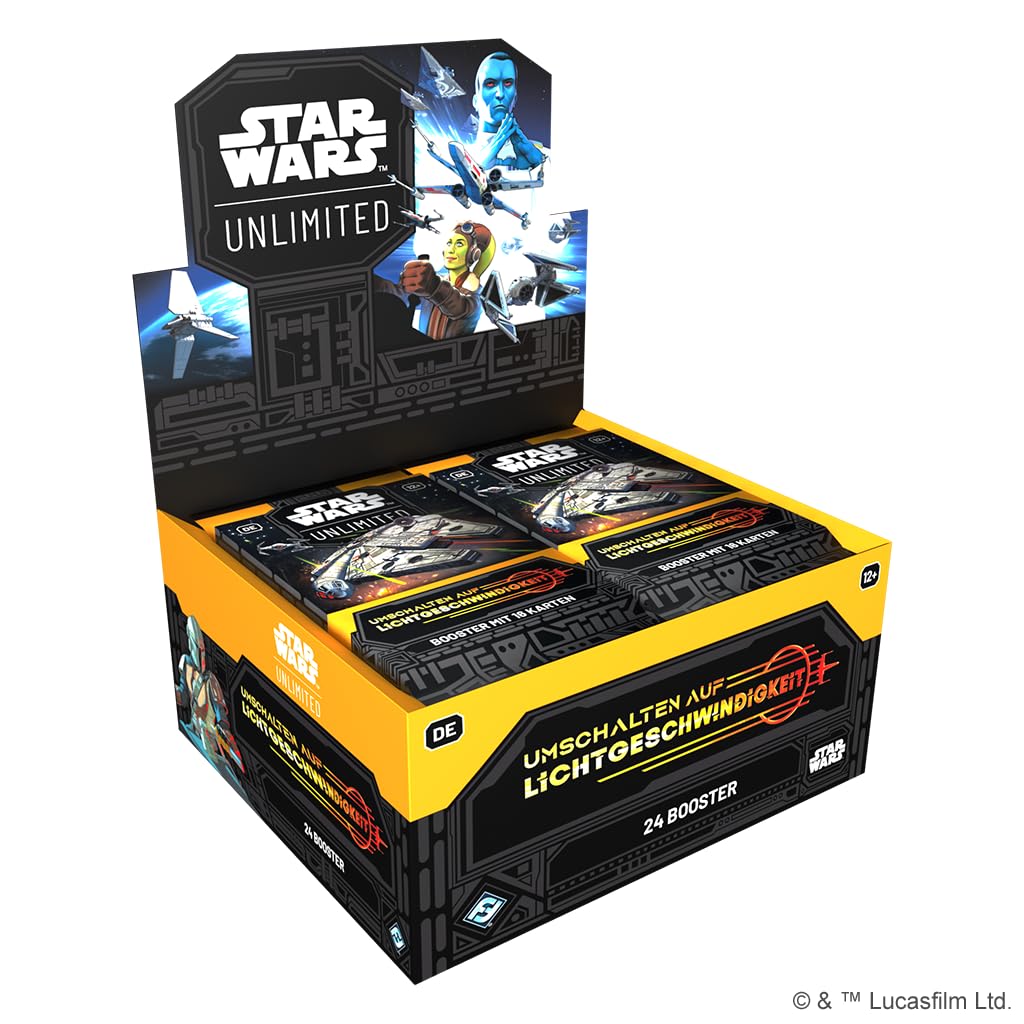 Star Wars Unlimited - Umschalten auf Lichtgeschwindigkeit - Booster Display Box (24 Booster Packs pro Display) - Deutsch - mit LMS Trading Grußkarte