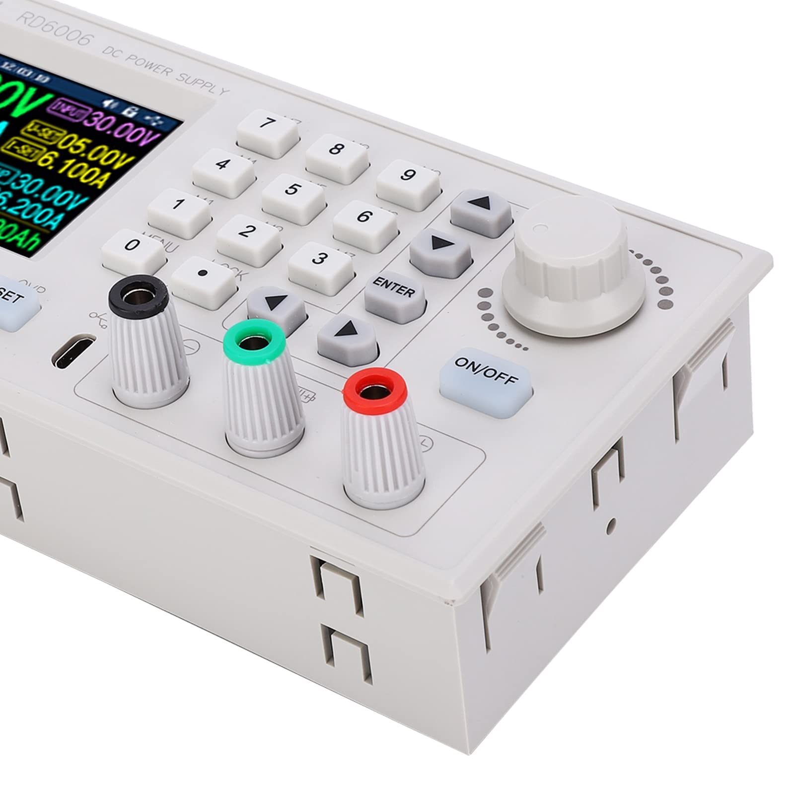 Alimentatore CC regolabile Adattatore regolatore di tensione display LCD da 2,4 pollici con funzione di archiviazione dati per laboratori e manutenzione elettronica Materiale ABS (RD6006)