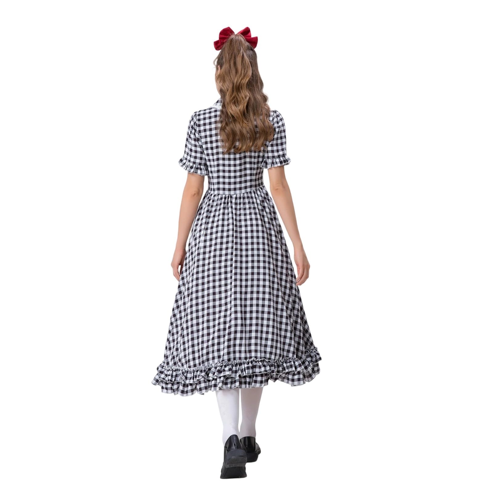 Generisch 2026 Cosplay-Kleid mit Spitzenweste Schürze für Damen Elegantes Outfit ideal für Halloween-Partys Volksfeste traditionelle Tracht mit femininem Charme