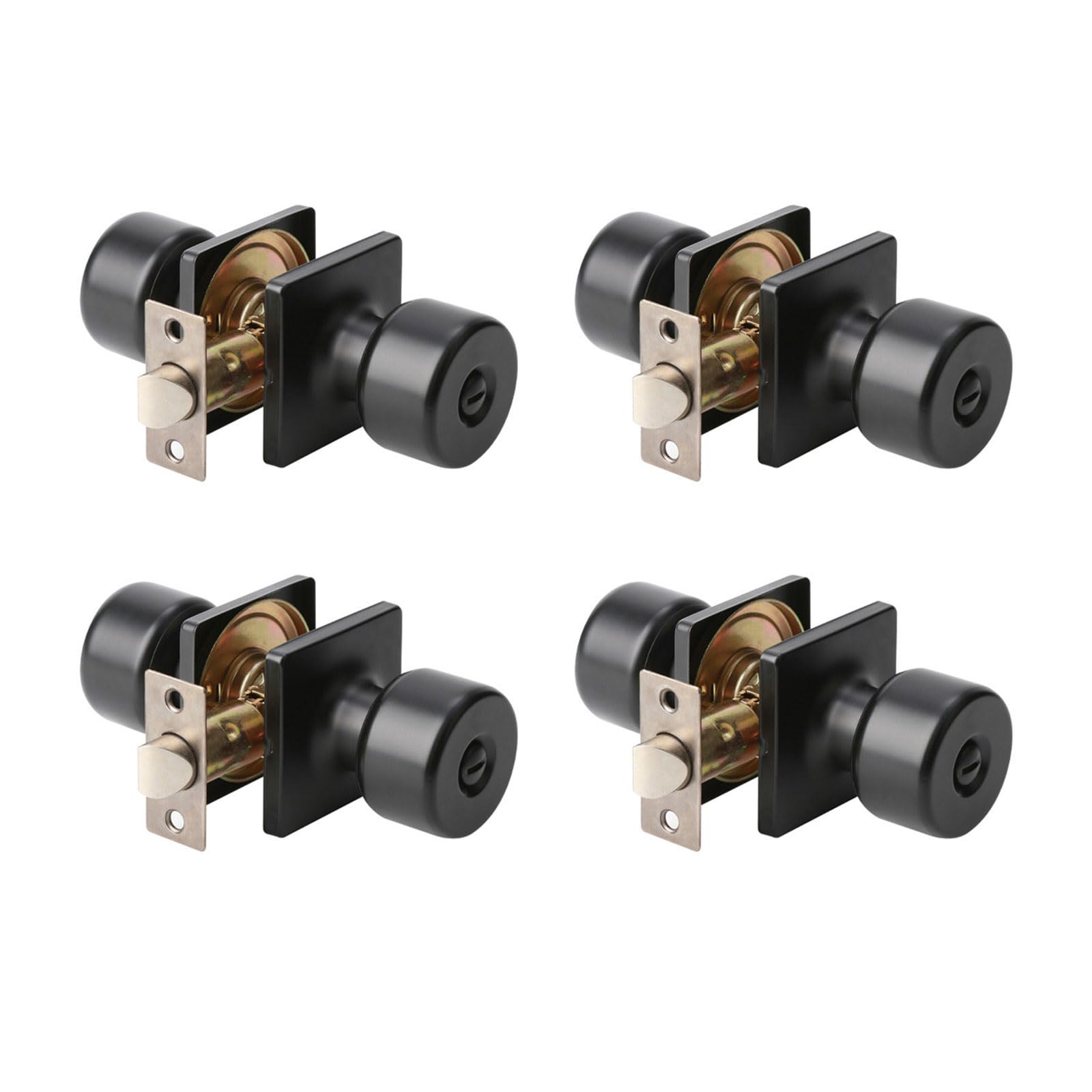 Bouton de porte silencieux au design carré noir mat pour chambre