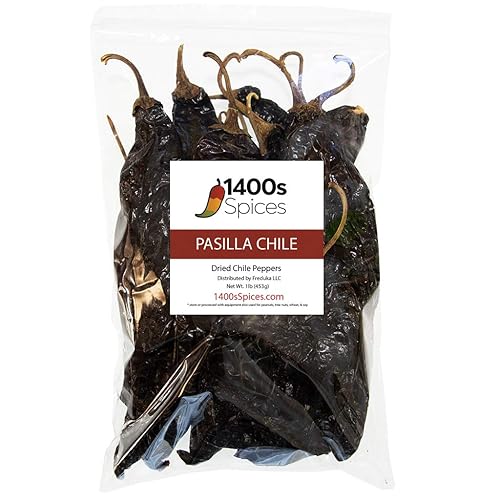 Pasilla Negro Chilaca Seco Seco Peppers Seco Seco Seco de 1 libra, vainas de chile para auténtica comida mexicana, bolsa resellable termosellada por