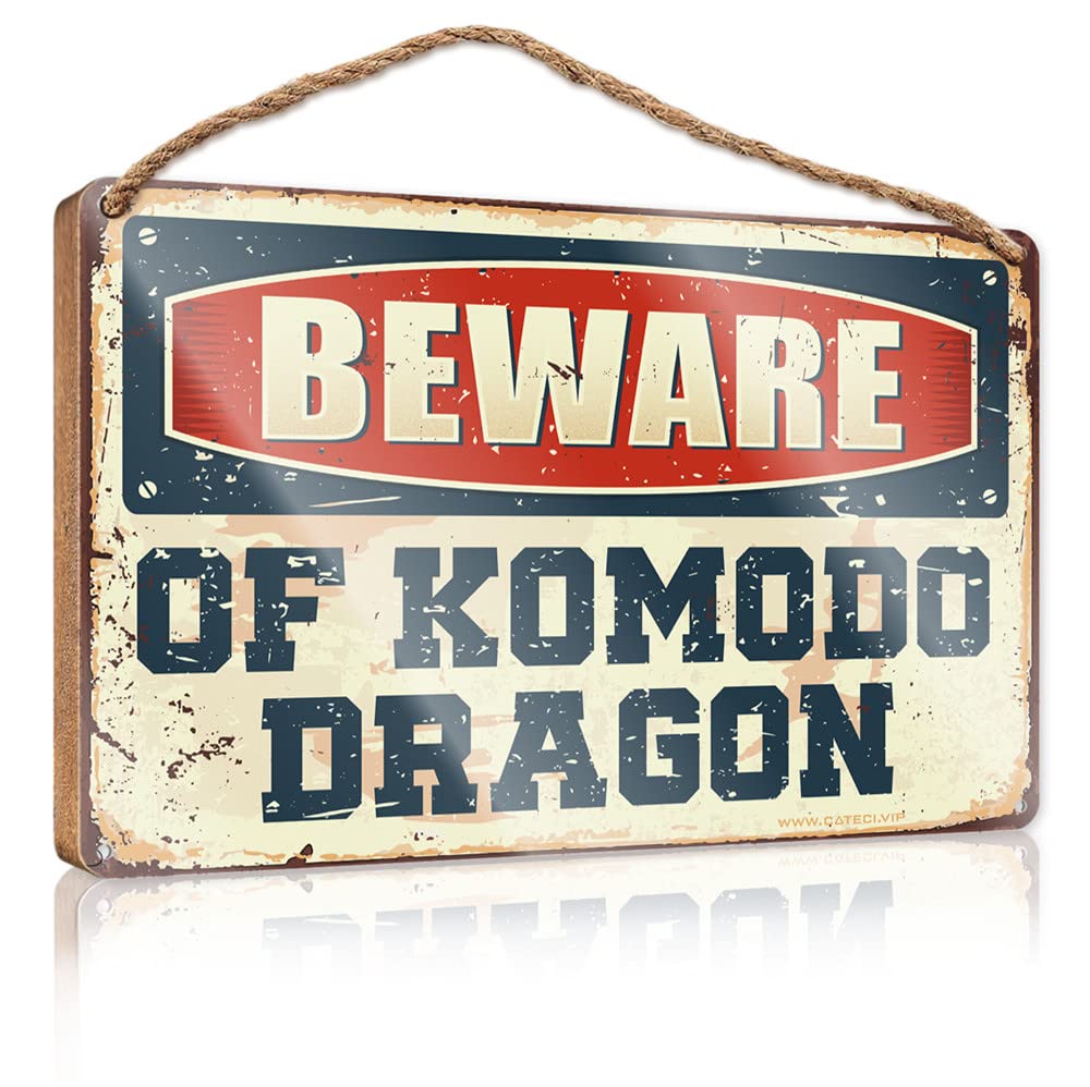 Bathroom Signs For Home Beware Of Komodo Dragon Wooden Sign(15X28CM)