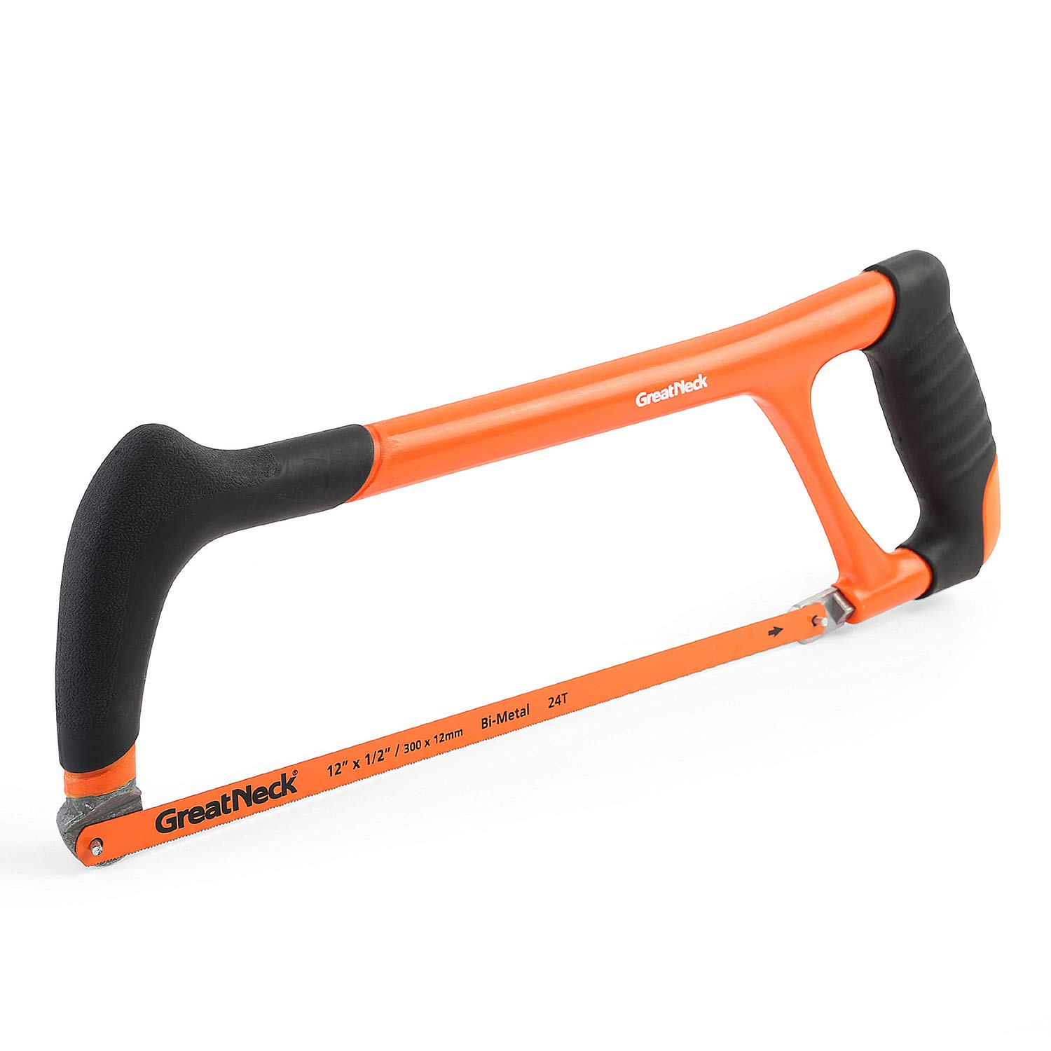 Great Neck74007 12 Inch Professional Hacksaw, TPI Bi-Material Blade, High Tension Tool, Adjustable-Angle Design, 90-Degree Straight Cut and 45-Degree Flush Cut