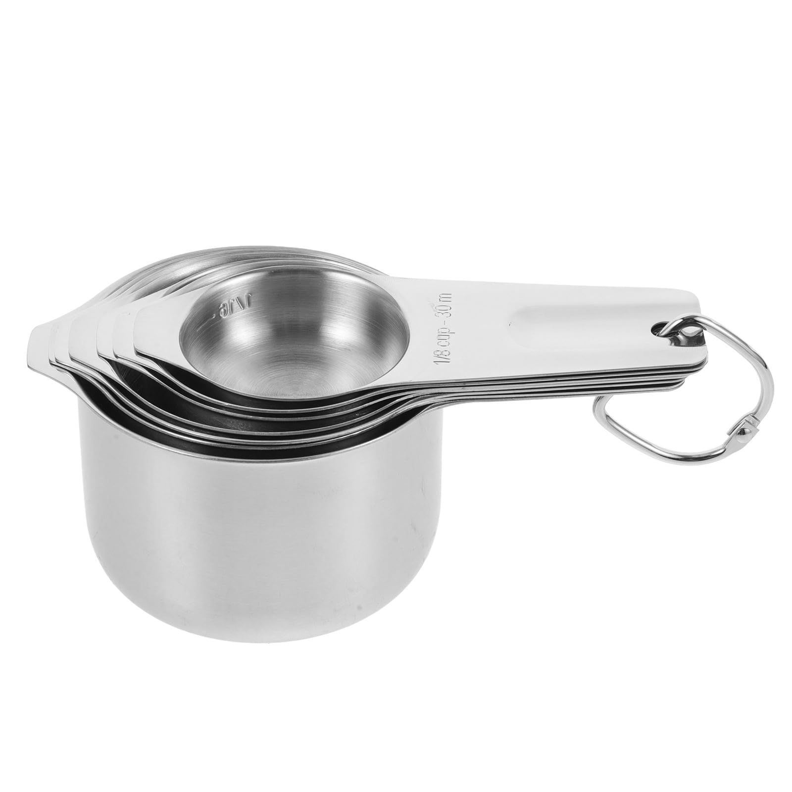Homoyoyo Tasses à Mesurer en Acier Inoxydable 7 Pièces Gravées, Empilables, Inox Solide, la Cuisine et Pâtisserie, Ensemble Compact pour Cuisson Précise