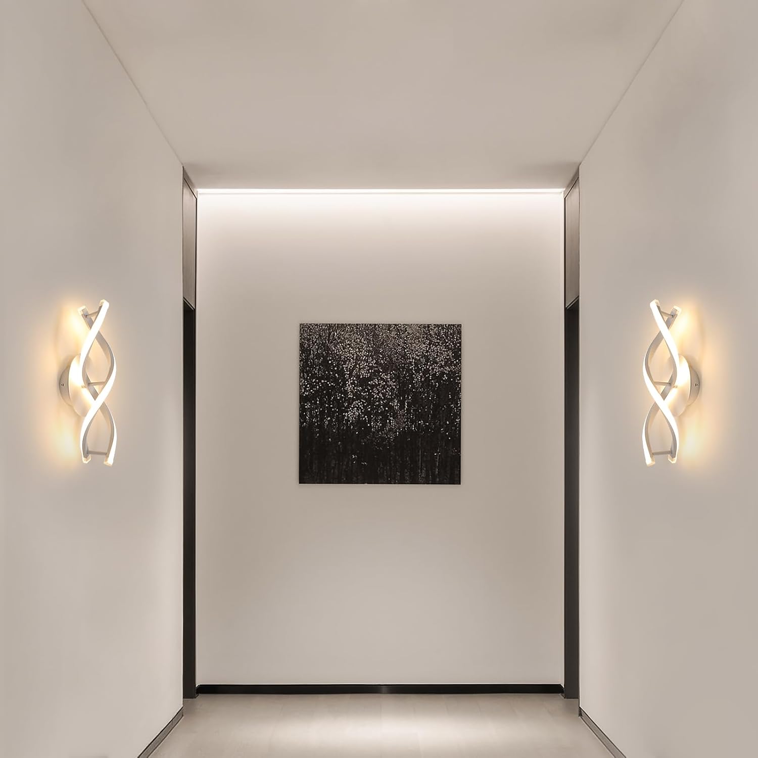 Two DELIPOP LED Wall Sconces in a modern hallway