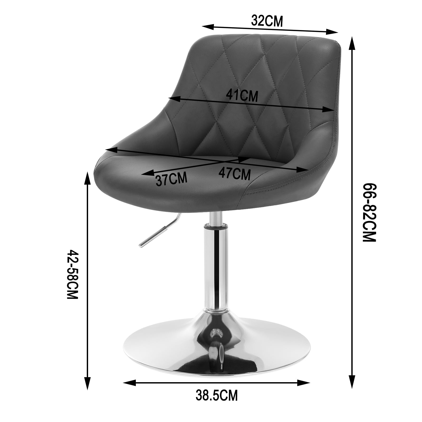 WOLTU Zestaw 2 obrotowych taboretów barowych z regulacją wysokości 42-58 cm, aksamitny stołek bistro z metalową strukturą, szary, BH241gr-2