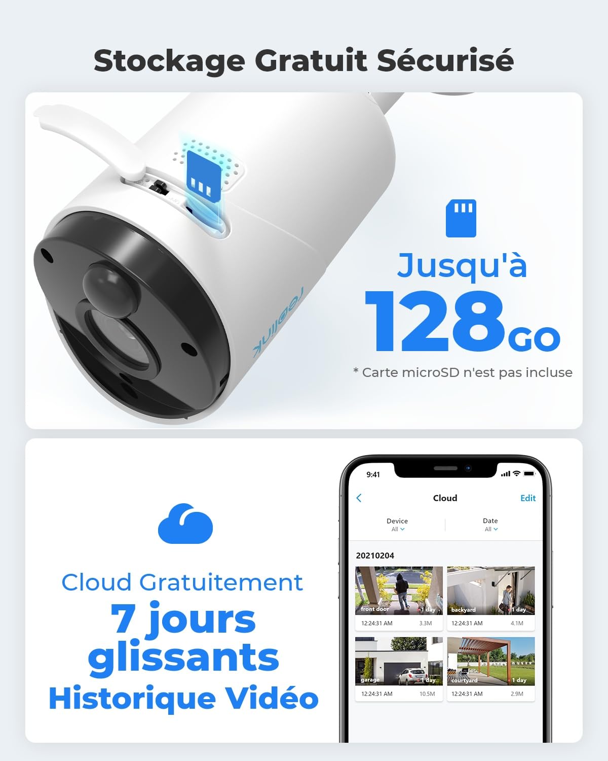 Reolink 3MP Camera Solaire Exterieur WiFi sans Fil, Détection IA, Étanche | Batterie Rechargeable, Vision Nocturne, Audio Bidirectionnel, IP65, Stockage Local sans Abonnement, Argus Eco+Panneau Solaire