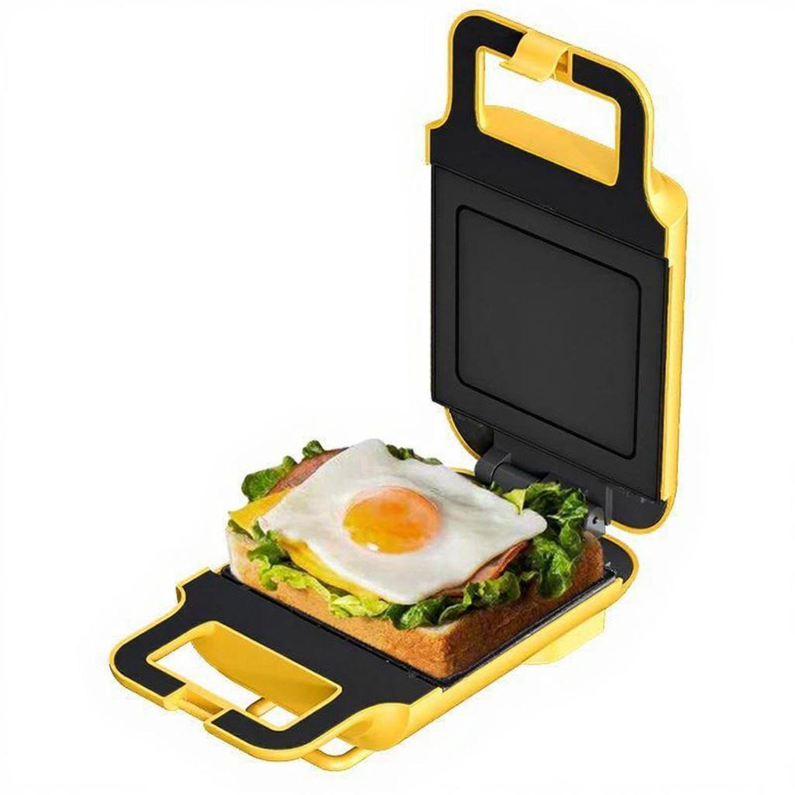 Sandwich Appliance, 110V Multifunctional Breakfast Machine, Non-Stick Bread Heater, Home Kitchen Yellow Duck-image-15