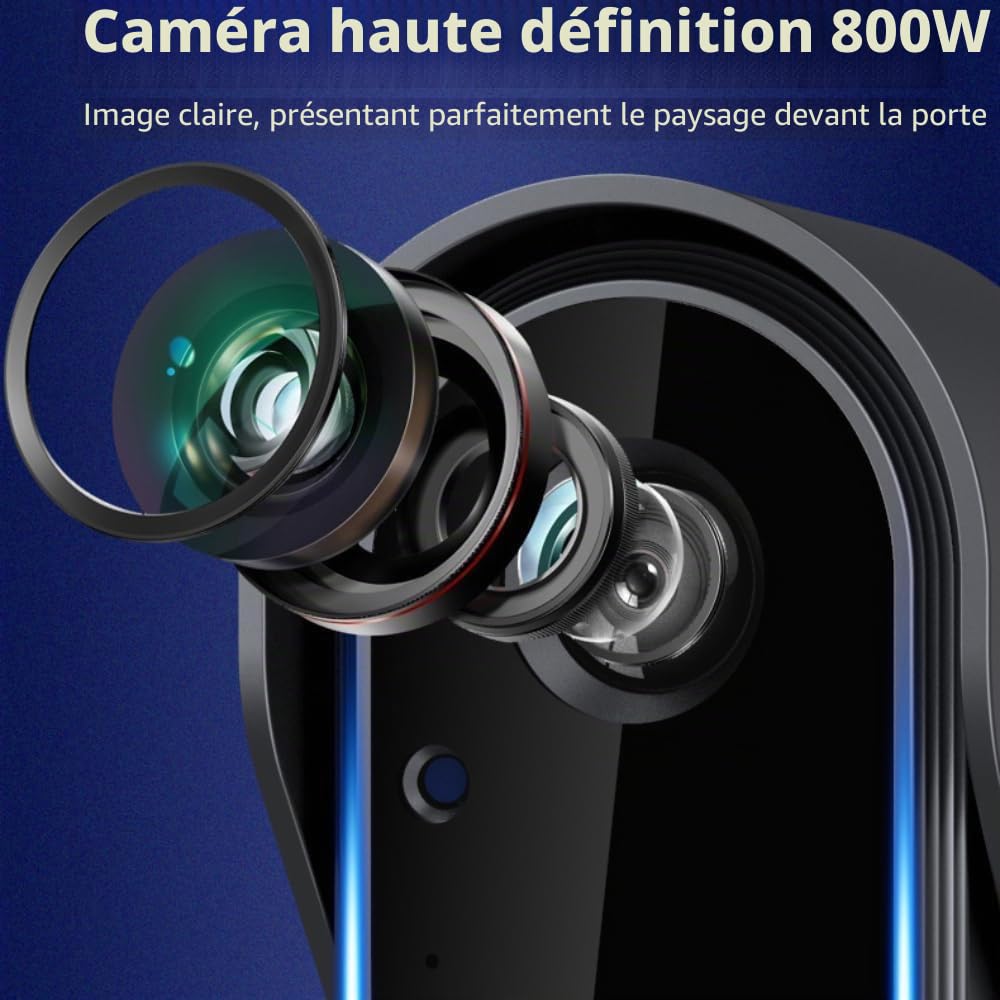 Sonnette sans Fil avec Caméra 1080P Exterieur étanche Visiophone Bluetooth Interphone Vidéo avec écran IPS de 4.3 Visiophone 170° Vision Nocturne Audio Bidirectionnel,Fonction Intercommunication