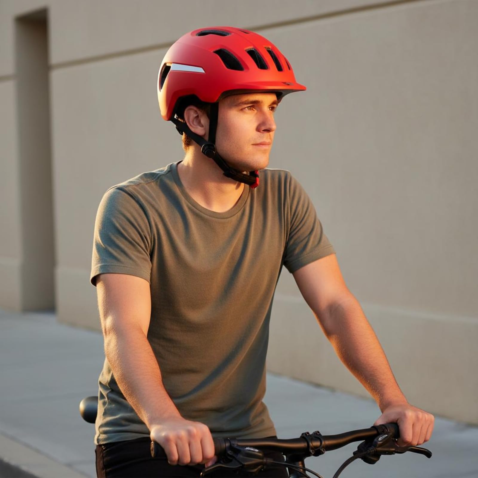 Casco da con Regolazione della Circonferenza Cranica con Chiusura Stabile con 12 di Sfiato con Rivestimento Interno Rimovibile E Lavabile con Strisce, Rosso