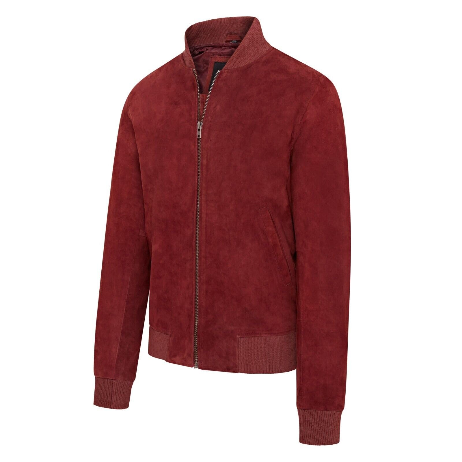 Infinity Leather Męska kurtka bomberka z miękkiej kozy zamszowej MA-1 Varsity