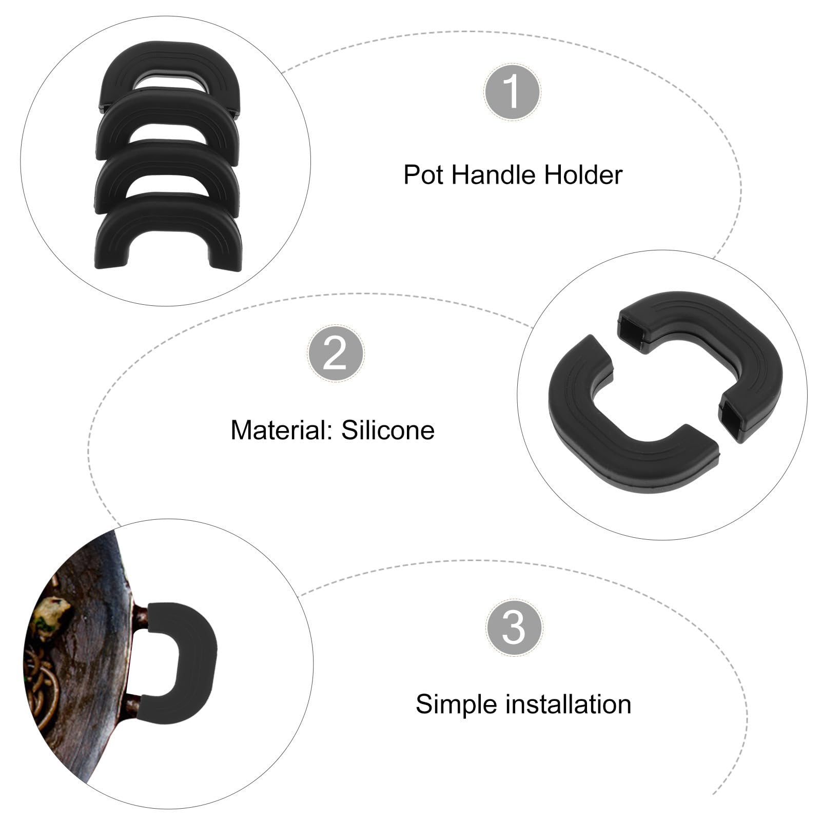 LABRIMP 4 Piezas Protector de Asas para Ollas de Silicona Resistente al Calor Antideslizante y Antiquemaduras de Fundas para Mangos de Cazuelas y Sartenes Cocina Doméstica