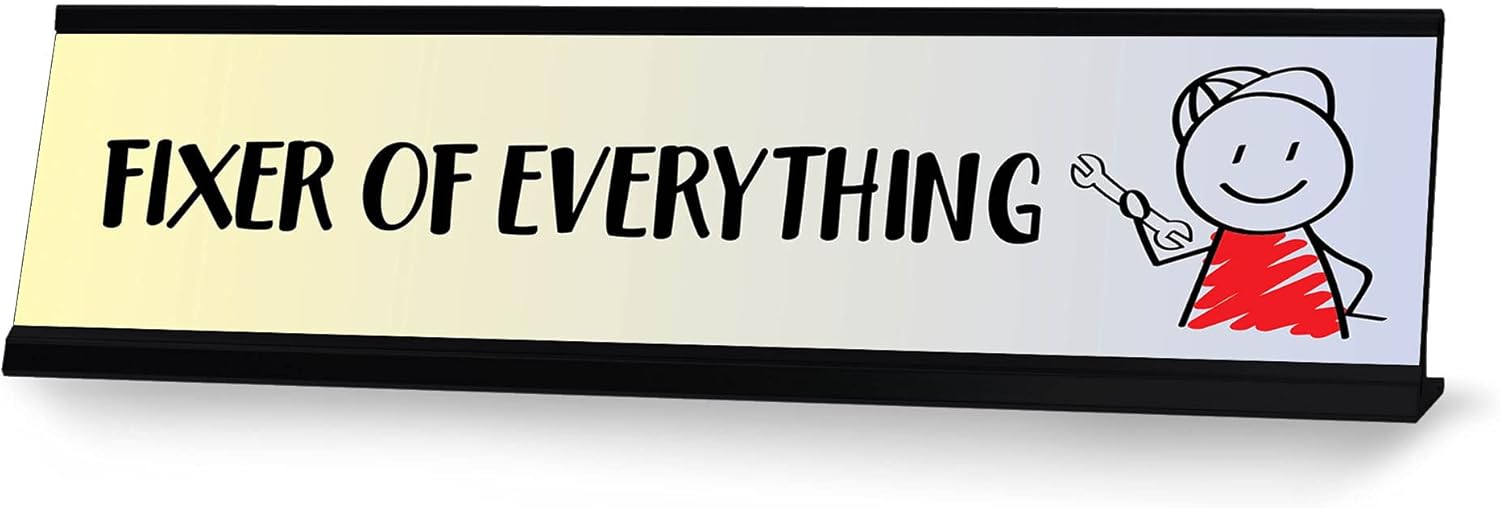 Fixer of Everything, Stick People Desk Sign, Novelty Nameplate (2 x 8)