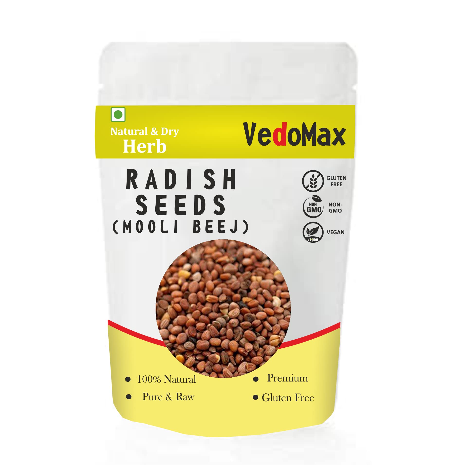 Vedomax Edible Mooli Beej - Beej Mooli – Beej Muli – Radish Seeds – Raphanus Sativus (200 gm)