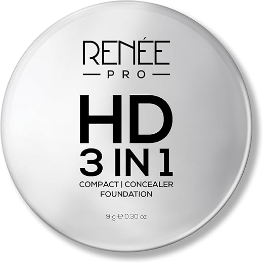 RENEE Pro HD 3-IN-1 Compact – Crème, Works as Compact Powder, Concealer & Foundation, SPF 20, Matte Finish, High Coverage, Ultralight & Silky Smooth Finish – Enriched with…