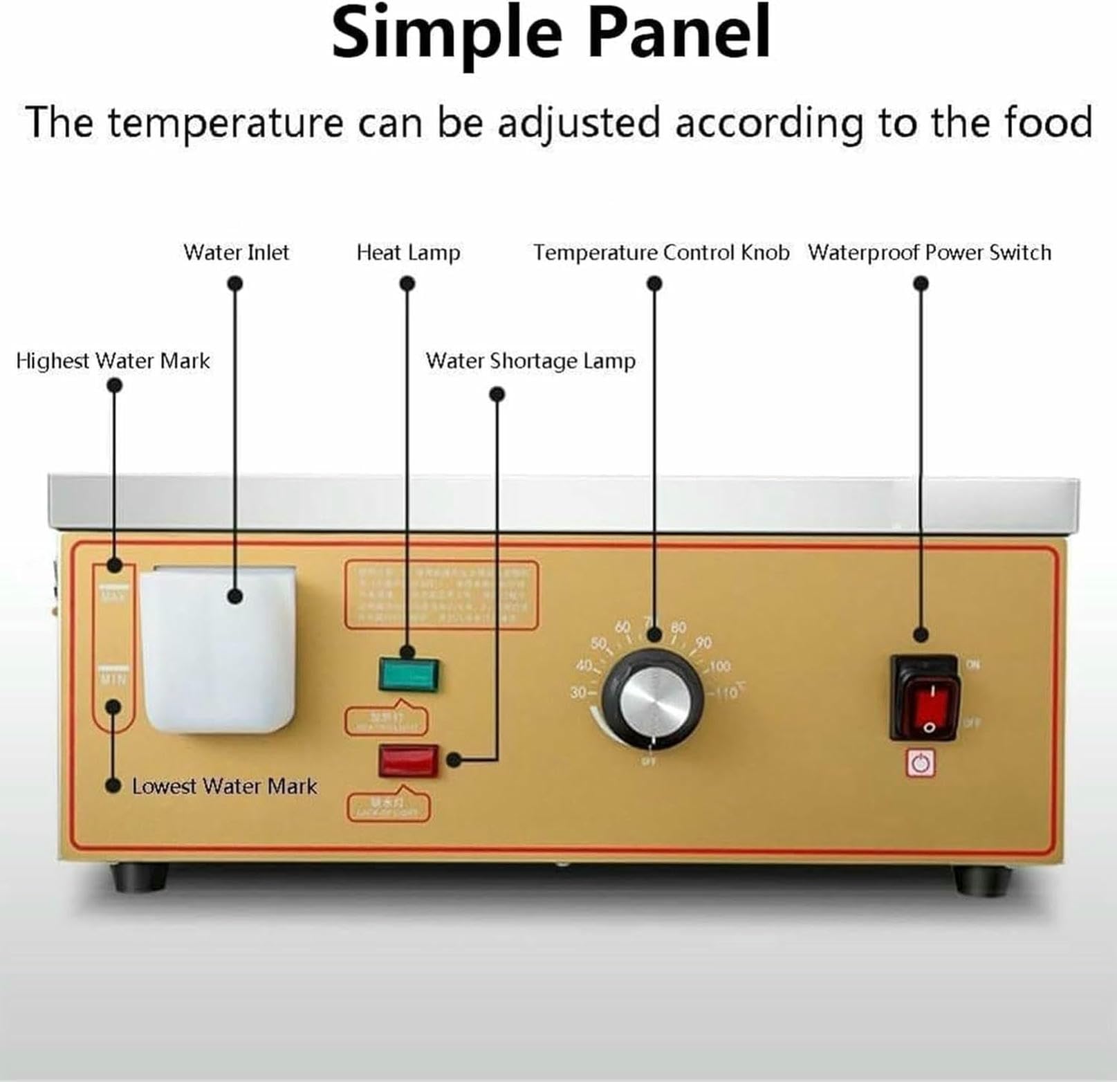 Kommerzielle Dampfbrötchenmaschine, 4-Loch-Dampfgarer aus Edelstahl, 30-110 °C Temperatur für Frühstücksläden (Gelb)