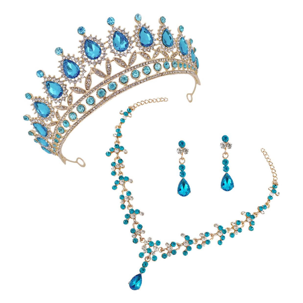 Collar de gemas y pendientes Toyvian juego de joyas vintage para obsequios 8