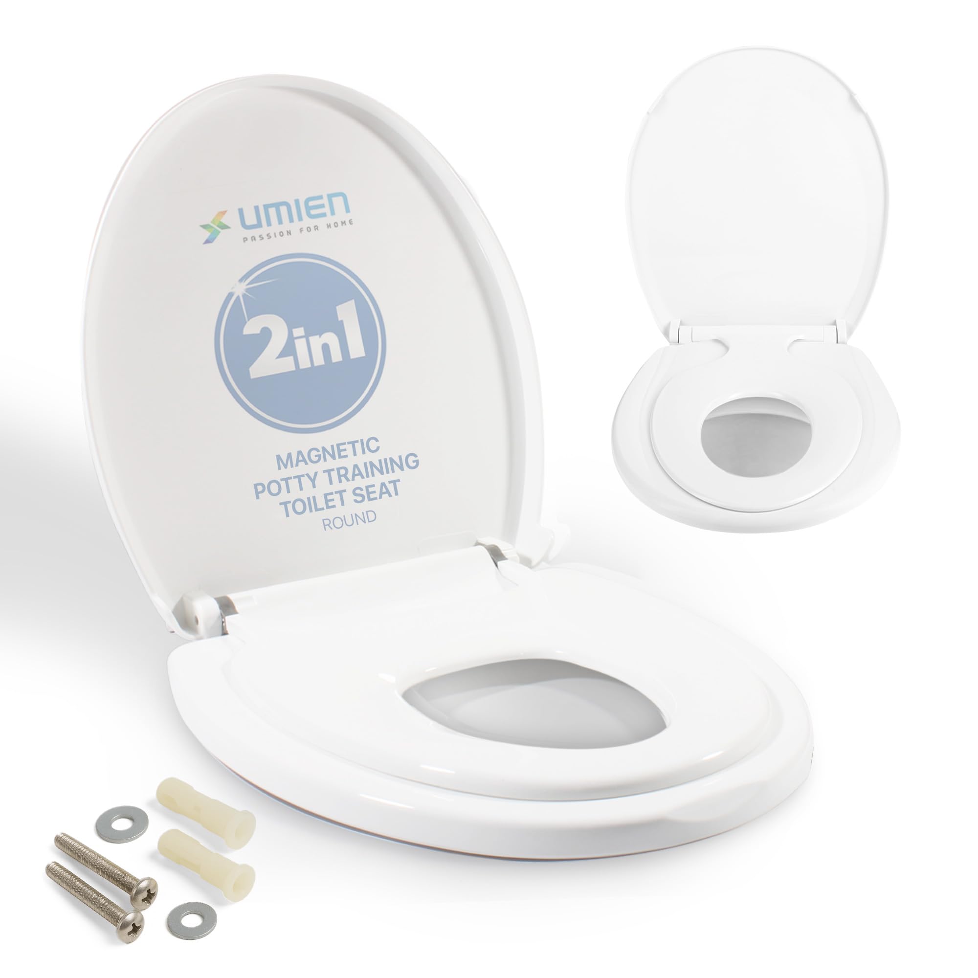 UMIEN™ Potty Training Toilet Seat With Toddler Seat - Magnetic Easy to Install Toilet Attachment for Toddler - Round Shape & Easy to Install